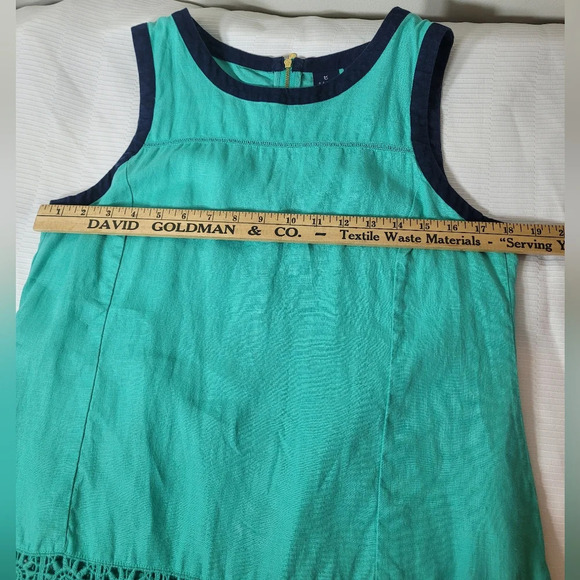 Kaari Blue Linen Crochet Top sz M - Picture 5 of 7